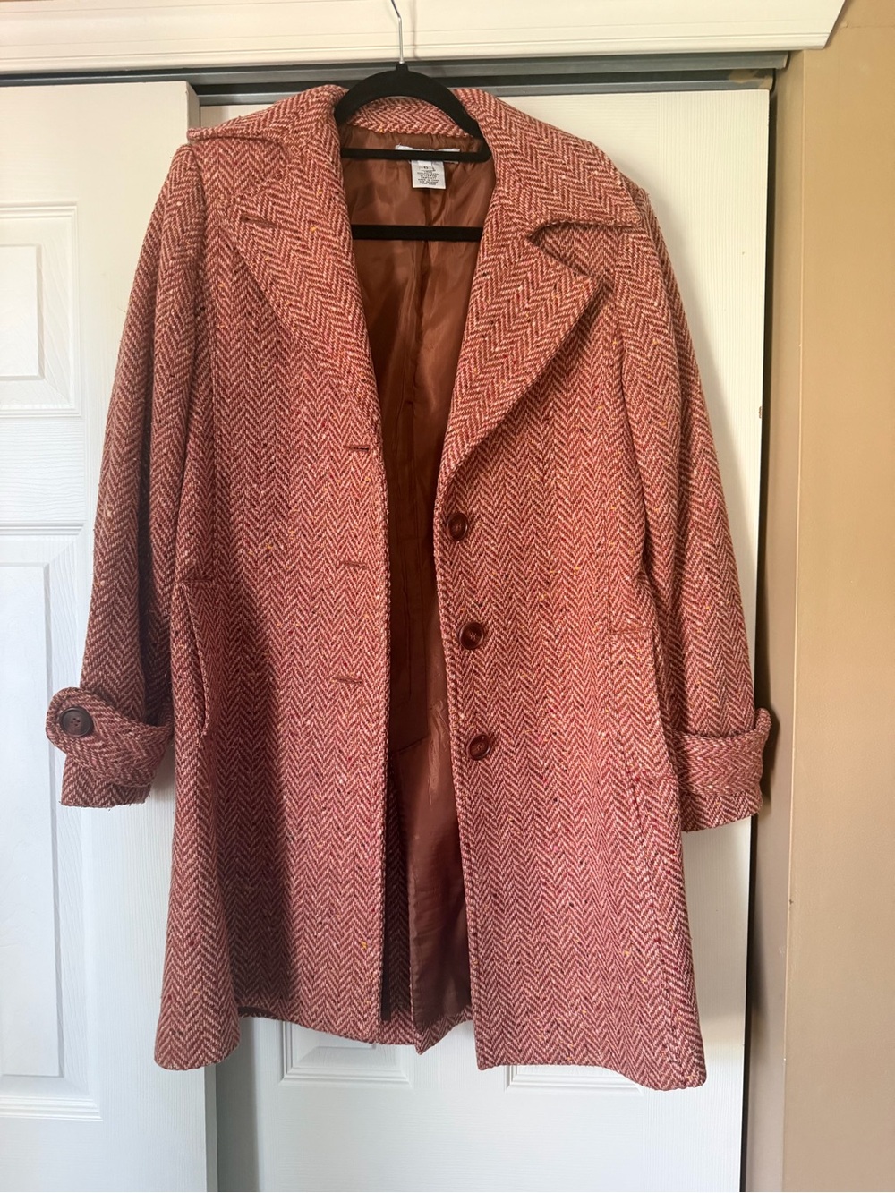 CAbi Red Herringbone Pea Coat